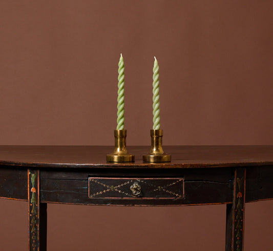 PAIR OF PETITE VINTAGE BRASS CANDLESTICK HOLDERS