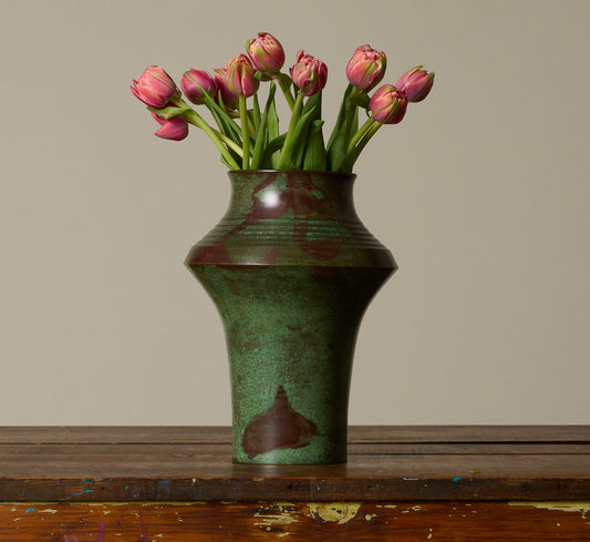 MID CENTURY JAPANESE METAL VASE WITH BRONZE PATINA I