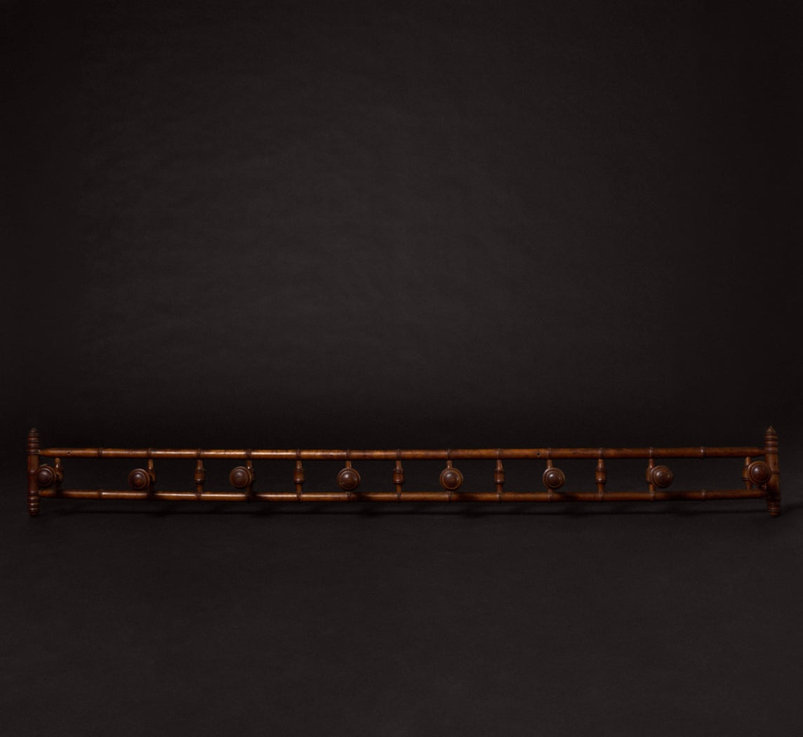 EXTRA LONG ANTIQUE FRENCH FAUX BAMBOO WALL RACK