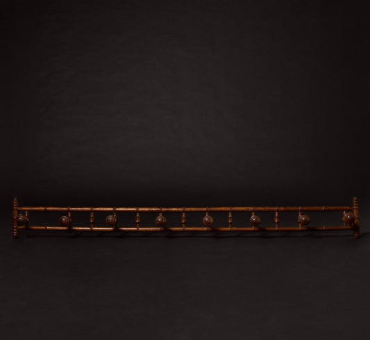 EXTRA LONG ANTIQUE FRENCH FAUX BAMBOO WALL RACK