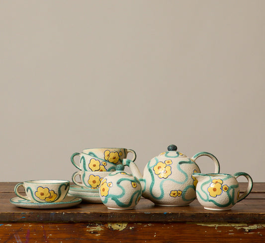 VINTAGE ITALIAN FLORAL CERAMIC TEA SERVICE