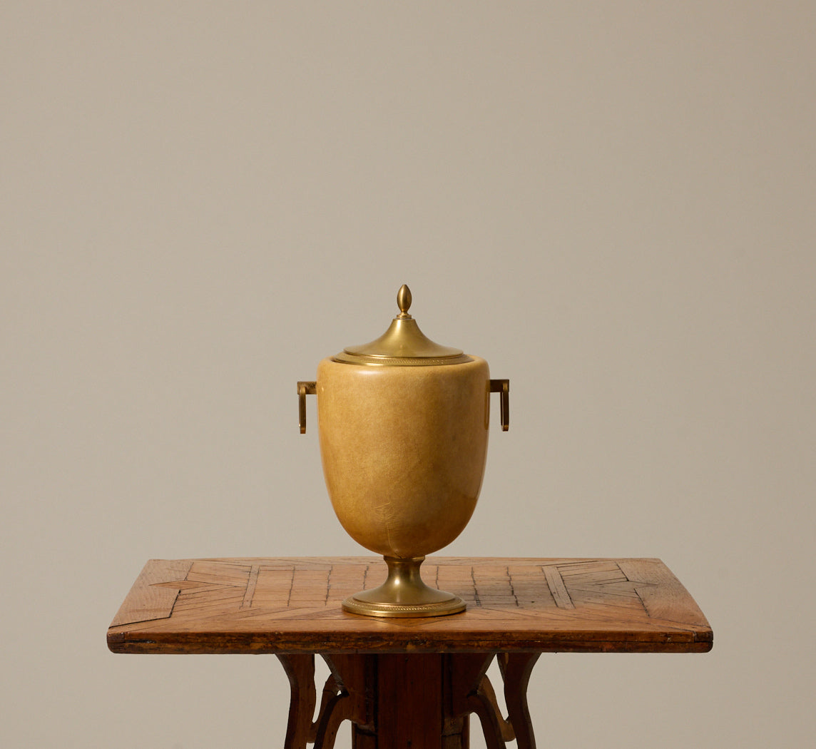 1960S ITALIAN GOAT SKIN & BRASS ICE BUCKET BY ALDO TURA