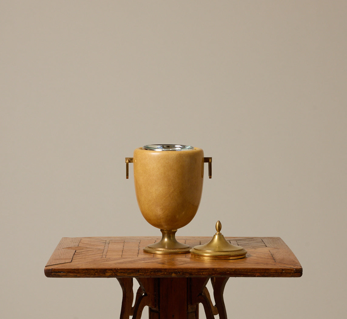 1960S ITALIAN GOAT SKIN & BRASS ICE BUCKET BY ALDO TURA