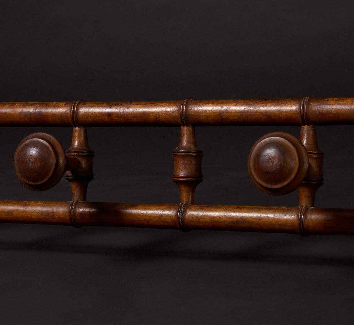 EXTRA LONG ANTIQUE FRENCH FAUX BAMBOO WALL RACK