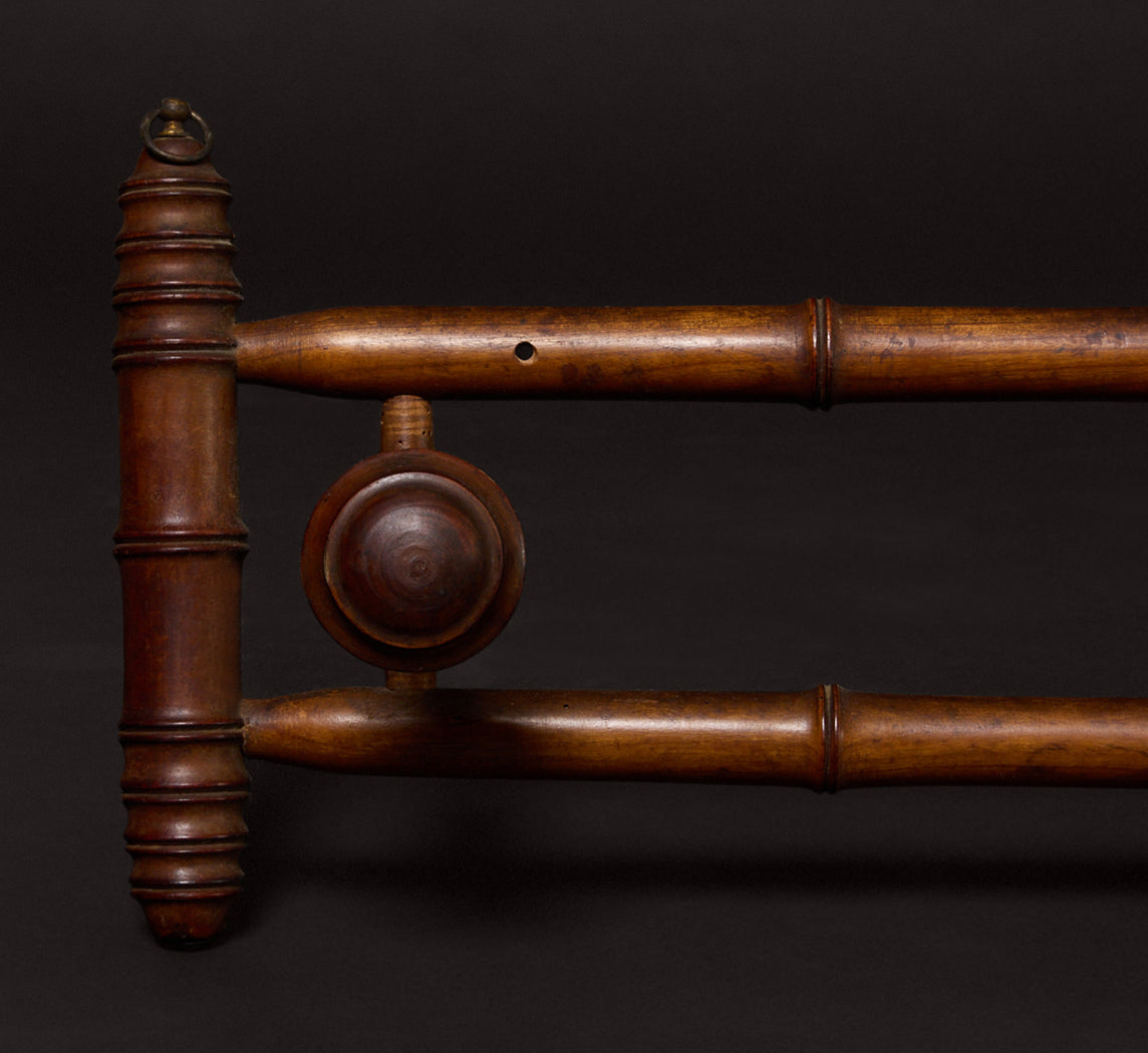 EXTRA LONG ANTIQUE FRENCH FAUX BAMBOO WALL RACK