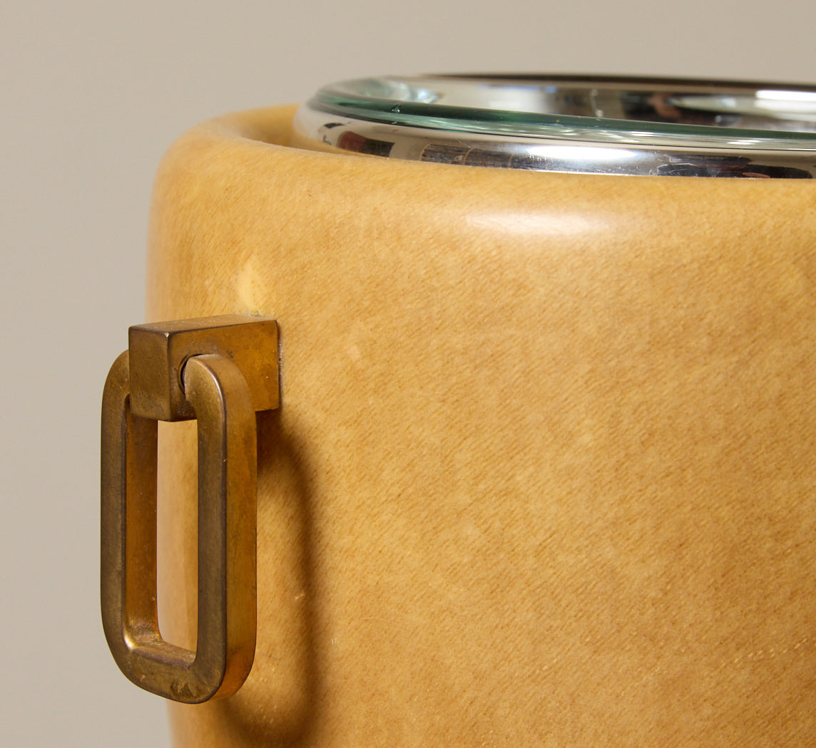 1960S ITALIAN GOAT SKIN & BRASS ICE BUCKET BY ALDO TURA
