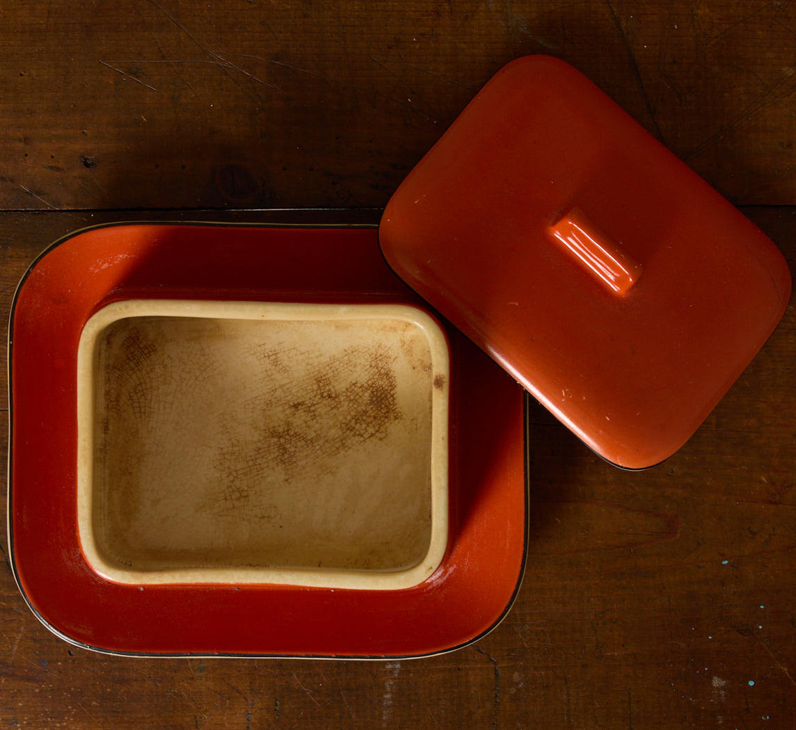 ART DECO BELGIAN VERMILLION CERAMIC DISH