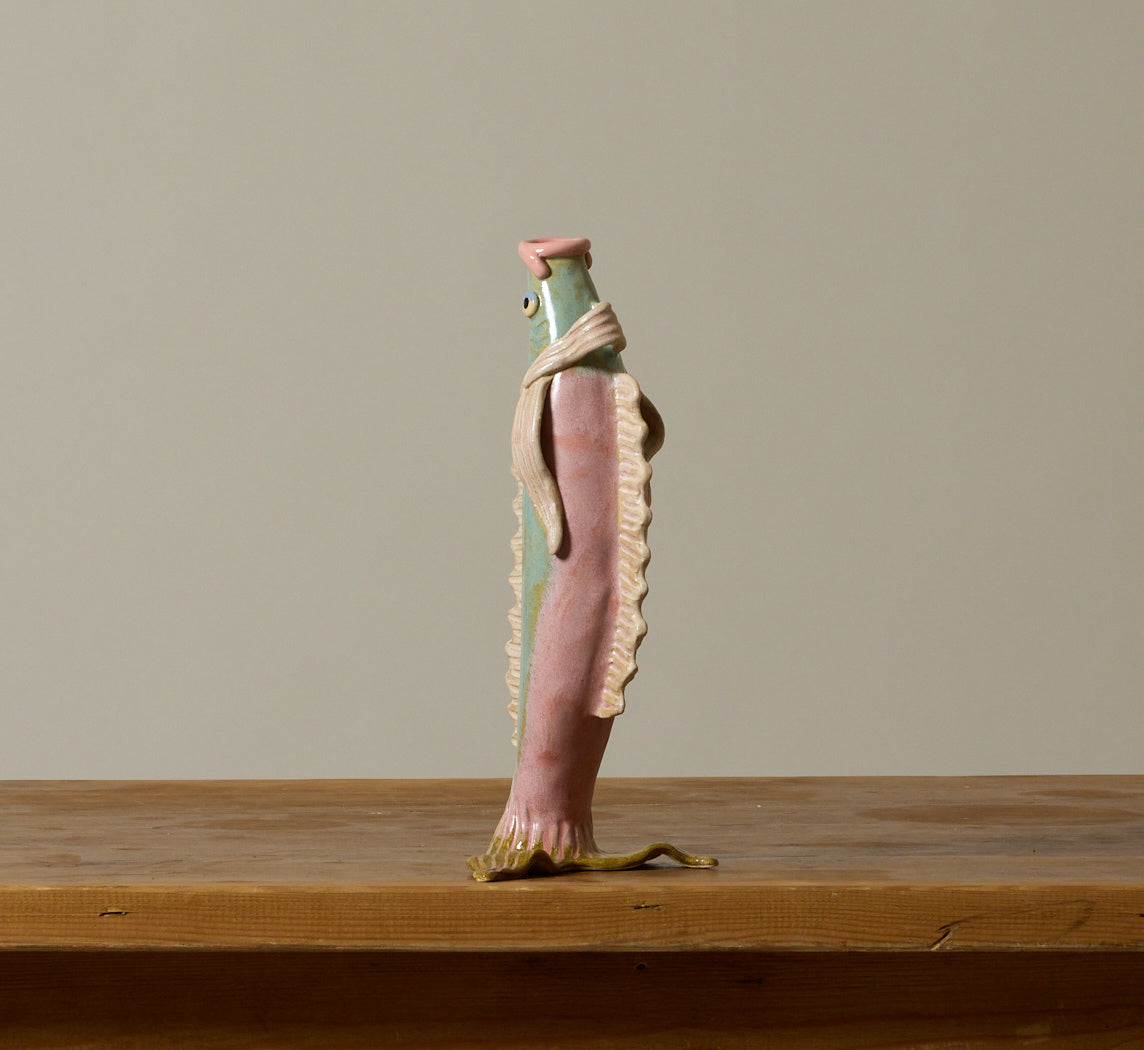 SMALL GREEN FISH VASE BY PEARCE WILLIAMS