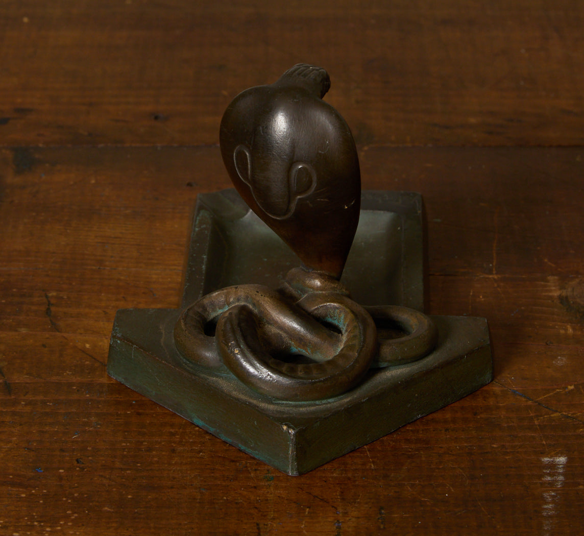 ART DECO FRENCH BRONZE COBRA ASHTRAY