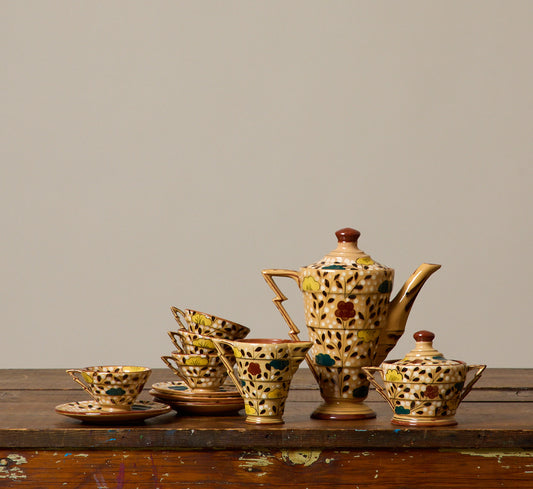 1930S ITALIAN ART DECO MAJOLICA COFFEE SERVICE