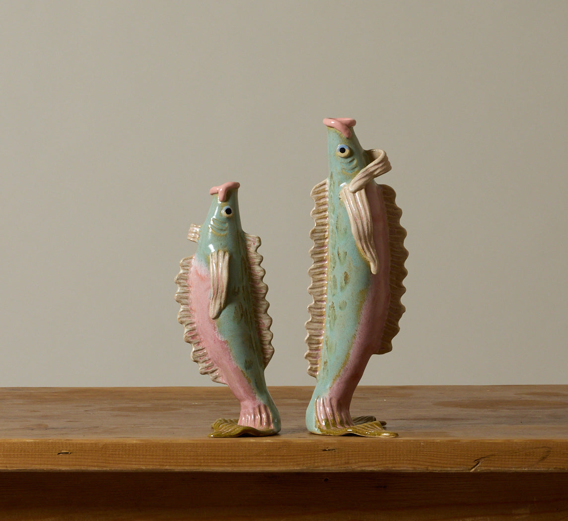 SMALL GREEN FISH VASE BY PEARCE WILLIAMS