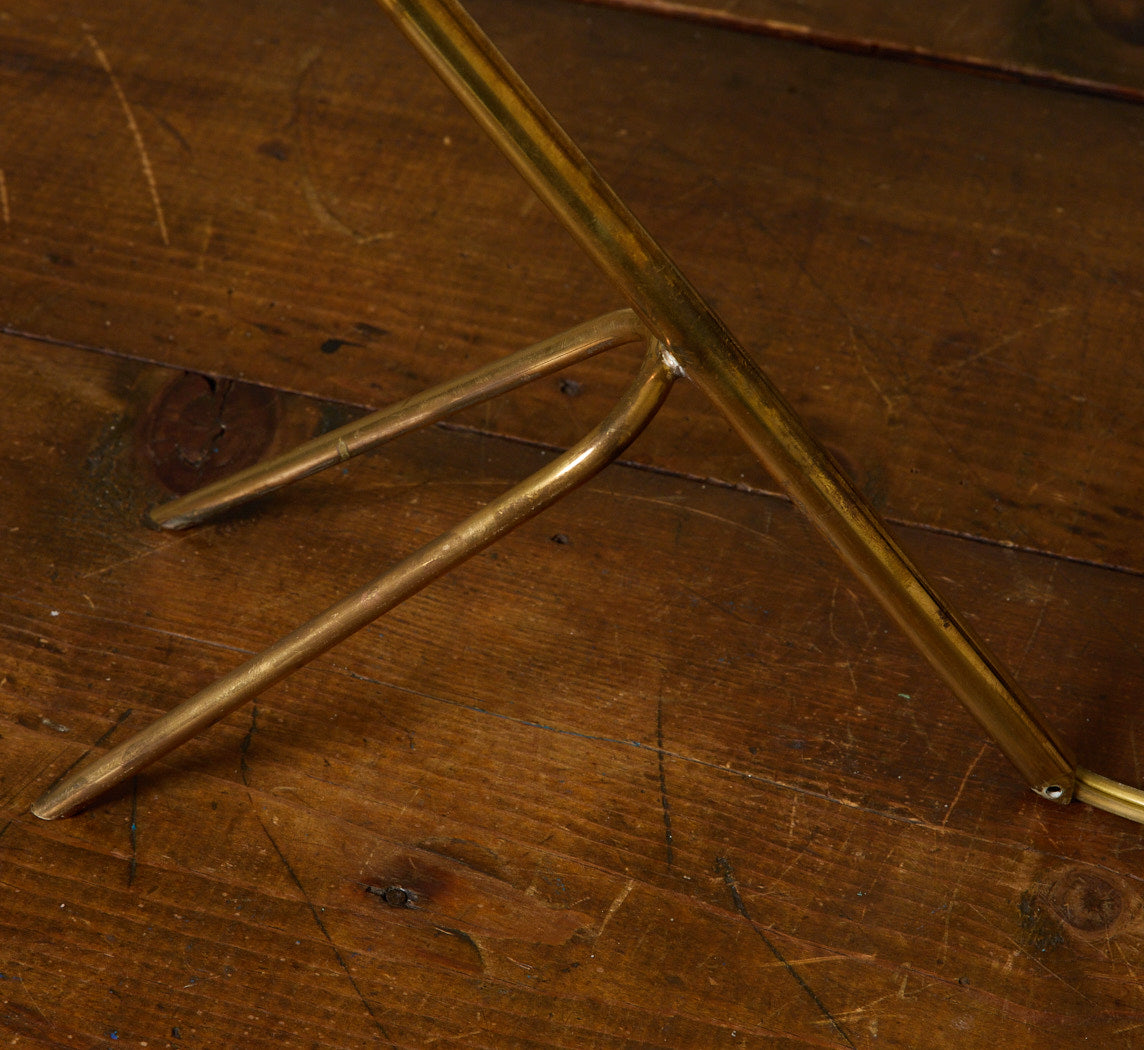 1950S ITALIAN SEA GREEN & BRASS TRIPOD LAMP