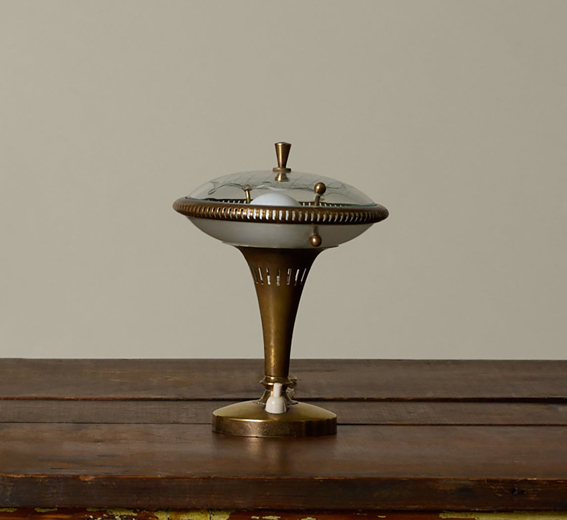 1940S ITALIAN GLASS AND BRASS TABLE LAMP