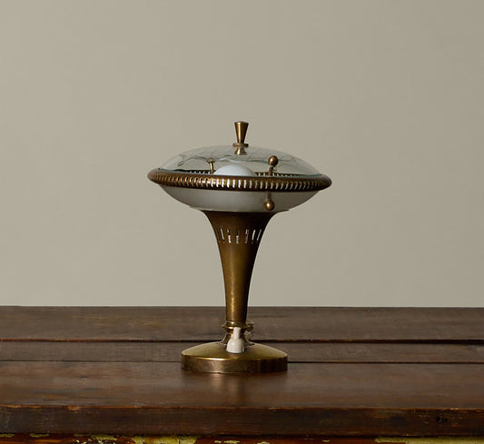 1940S ITALIAN GLASS AND BRASS TABLE LAMP