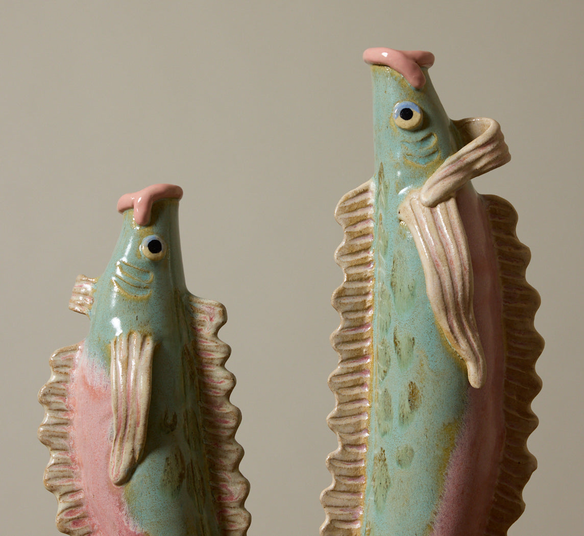 MEDIUM GREEN FISH VASE BY PEARCE WILLAMS