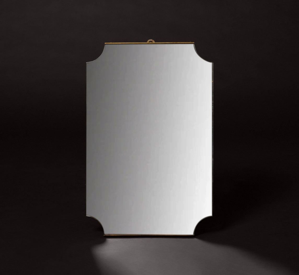 1950S ITALIAN BRASS SCALLOPED EDGE WALL MIRROR