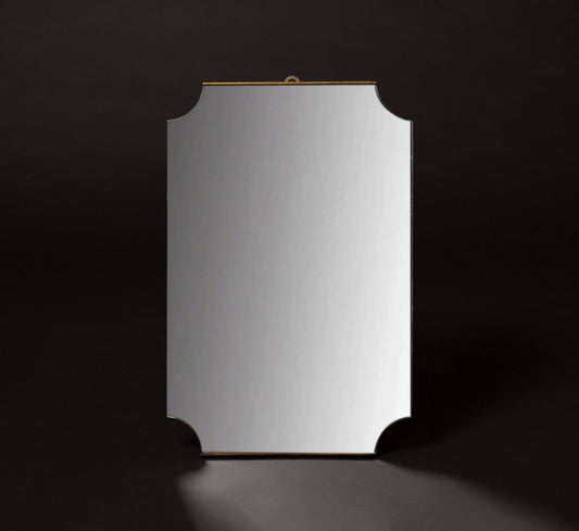1950S ITALIAN BRASS SCALLOPED EDGE WALL MIRROR