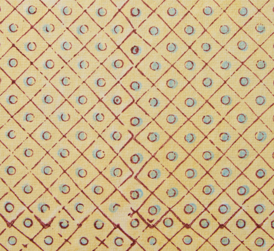 BLOCK PRINTED DOT & GRID HEXAGON COLLAPSIBLE BASKET IN DESERT