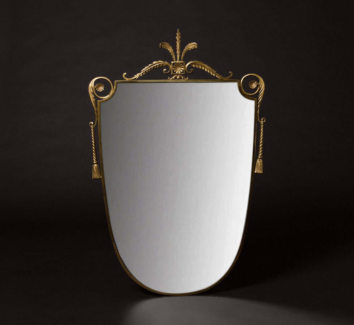 1950S ITALIAN BRASS TASSEL WALL MIRROR
