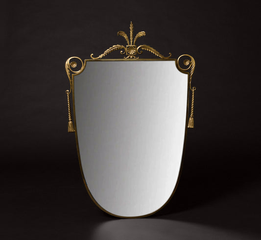 1950S ITALIAN BRASS TASSEL WALL MIRROR