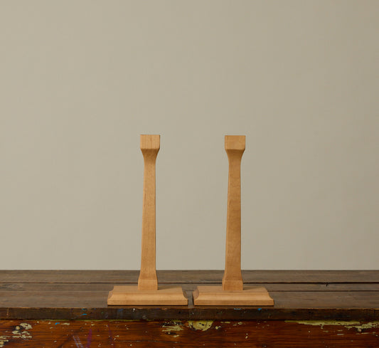 PAIR OF BIRCH WOOD CANDLESTICK HOLDERS