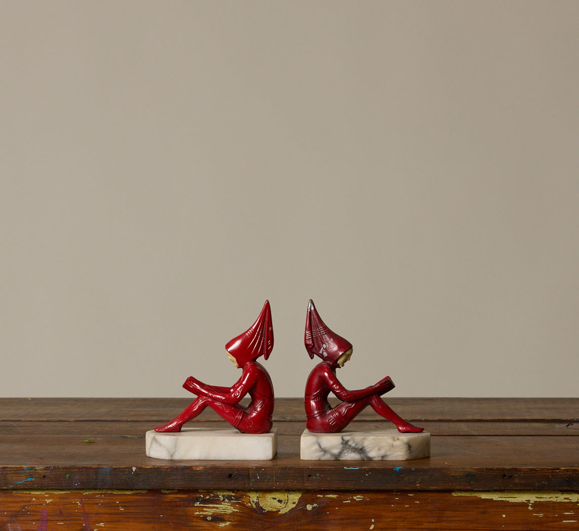 PAIR OF 1930S ART DECO PIXIE BOOKENDS ATTR TO J.B. HIRSCH II