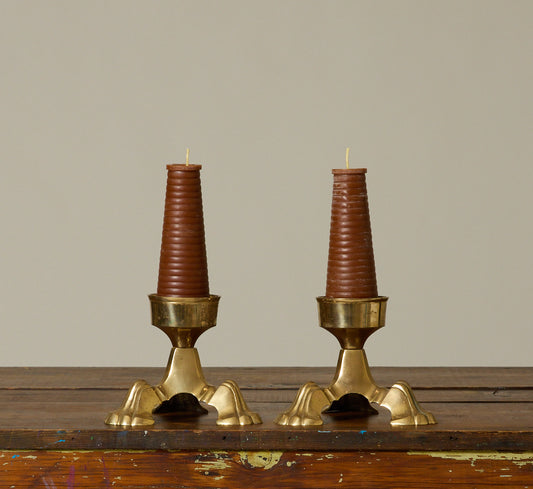 PAIR OF VINTAGE BRASS CLAWFOOT CANDLESTICK HOLDERS