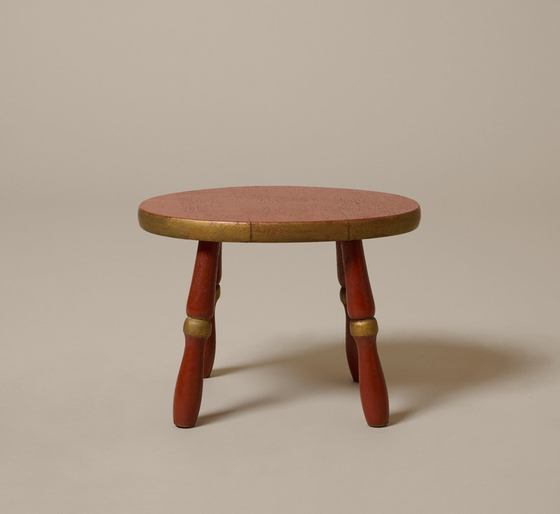 VINTAGE RED & GILTWOOD FOOTSTOOL