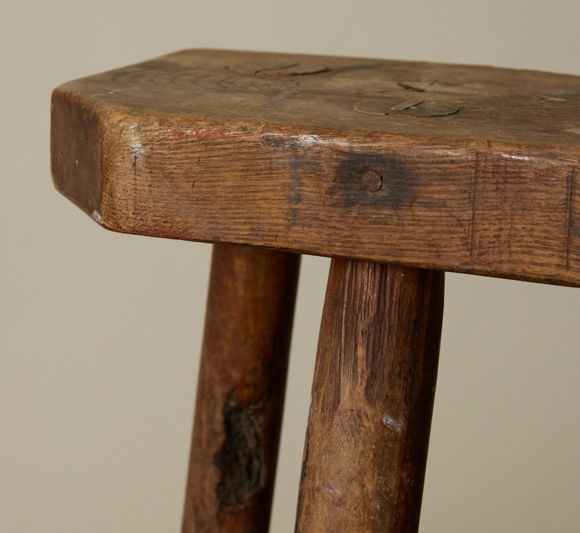 ITALIAN  3 LEGGED  WOODEN STOOL