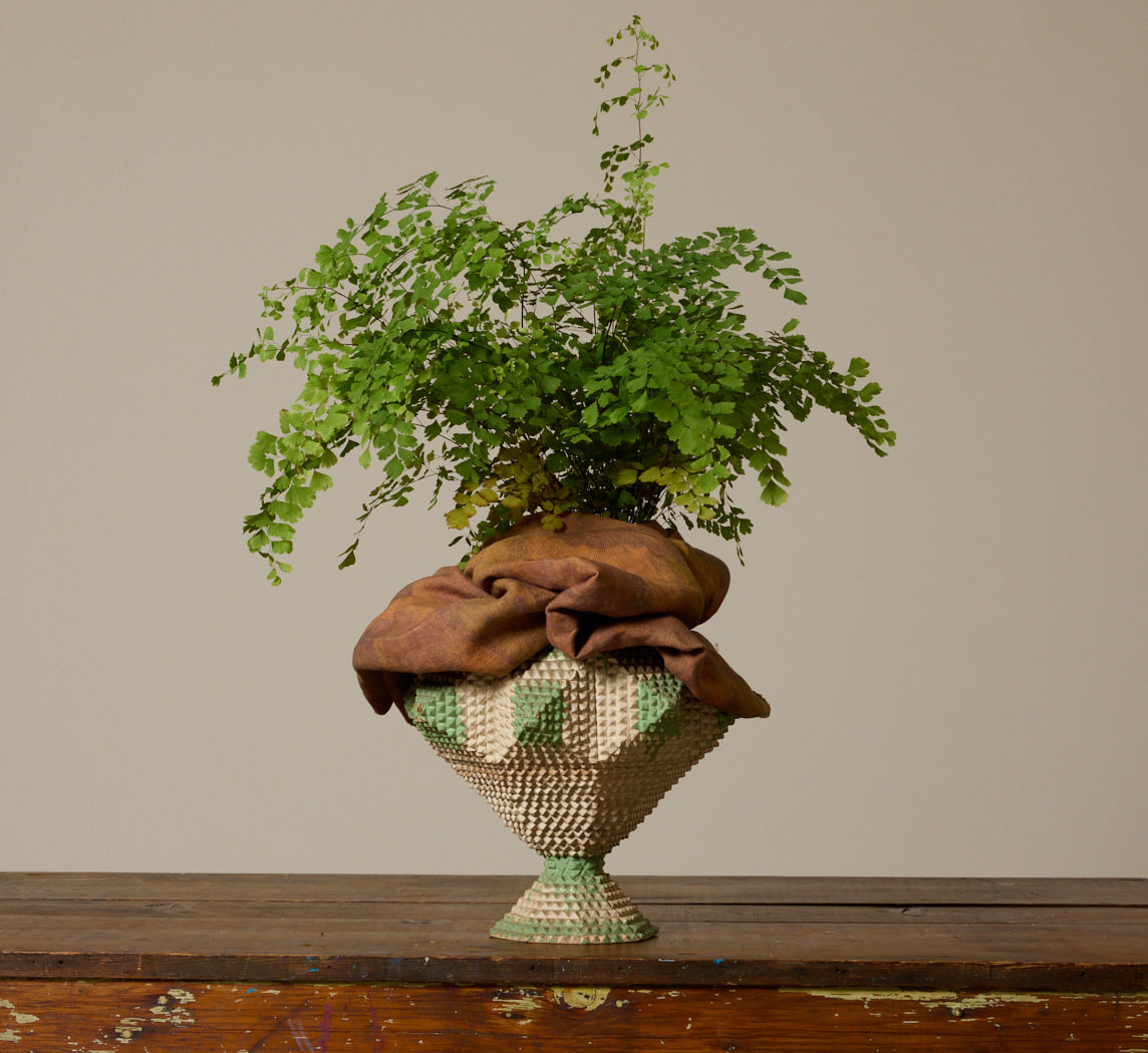 ANTIQUE PAINTED TRAMP ART PLANTER