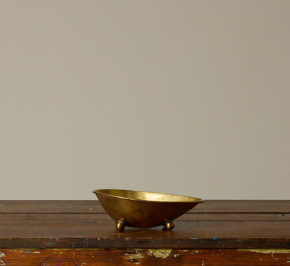VINTAGE BALL FOOTED BRASS VESSEL