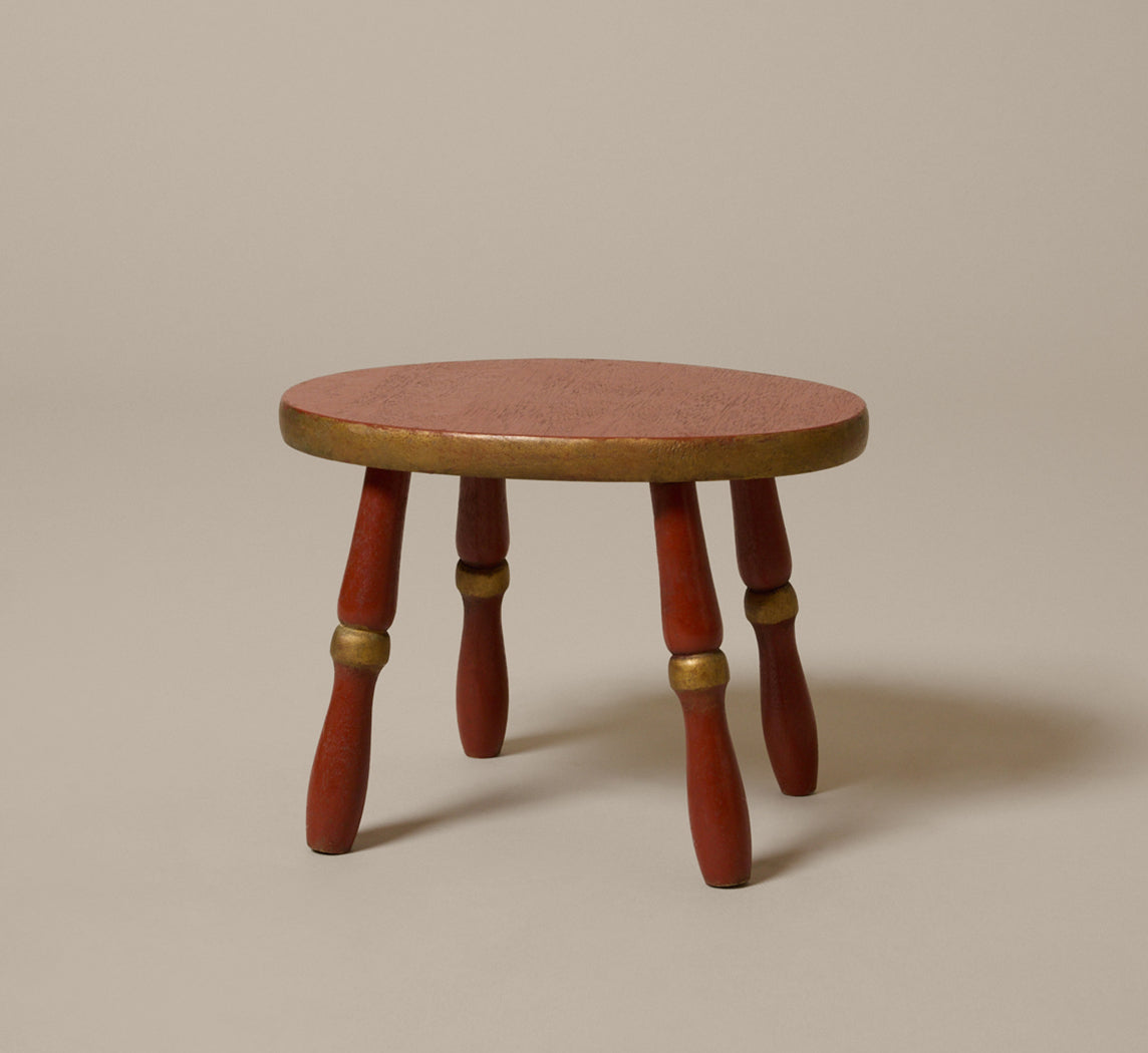 VINTAGE RED & GILTWOOD FOOTSTOOL
