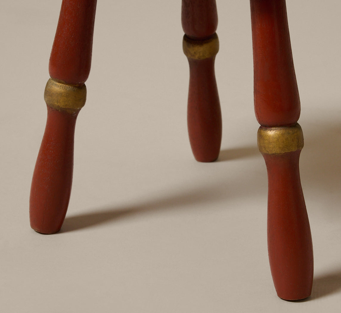 VINTAGE RED & GILTWOOD FOOTSTOOL