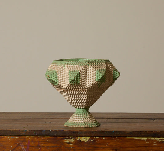 ANTIQUE PAINTED TRAMP ART PLANTER