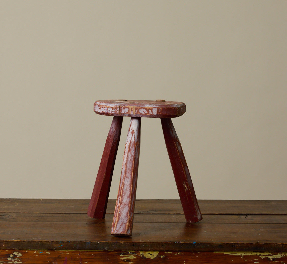 ITALIAN RED PAINTED WOODEN STOOL
