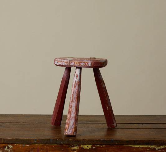 ITALIAN RED PAINTED WOODEN STOOL