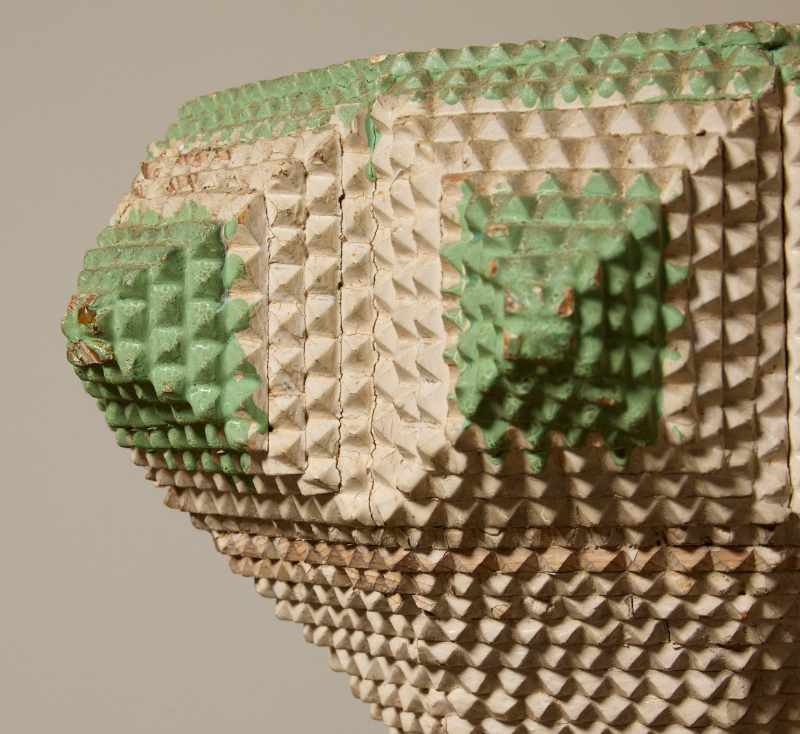 ANTIQUE PAINTED TRAMP ART PLANTER