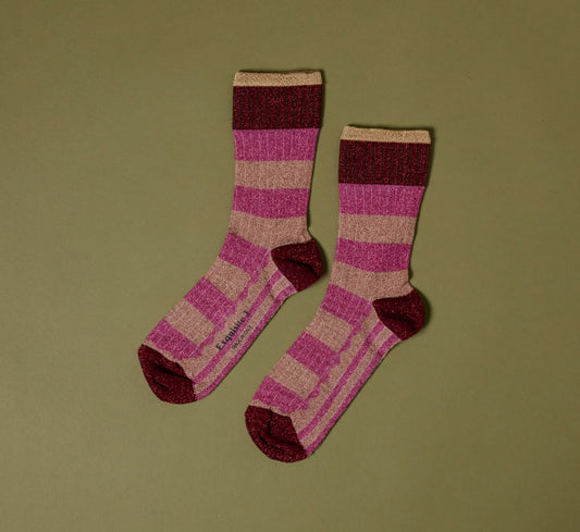 EXQUISITE J LUREX SOCKS IN BLUSH STRIPE