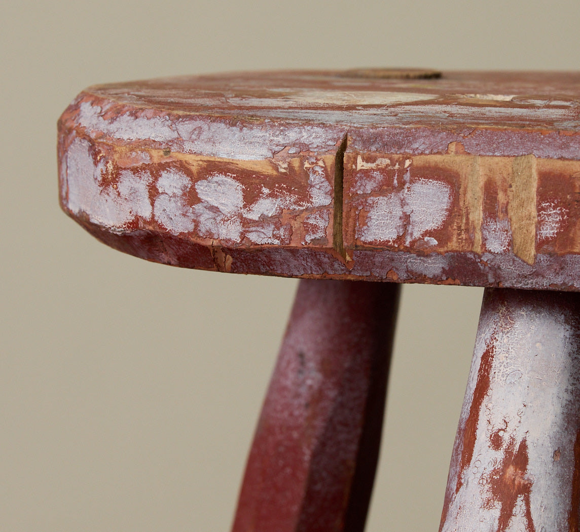 ITALIAN RED PAINTED WOODEN STOOL