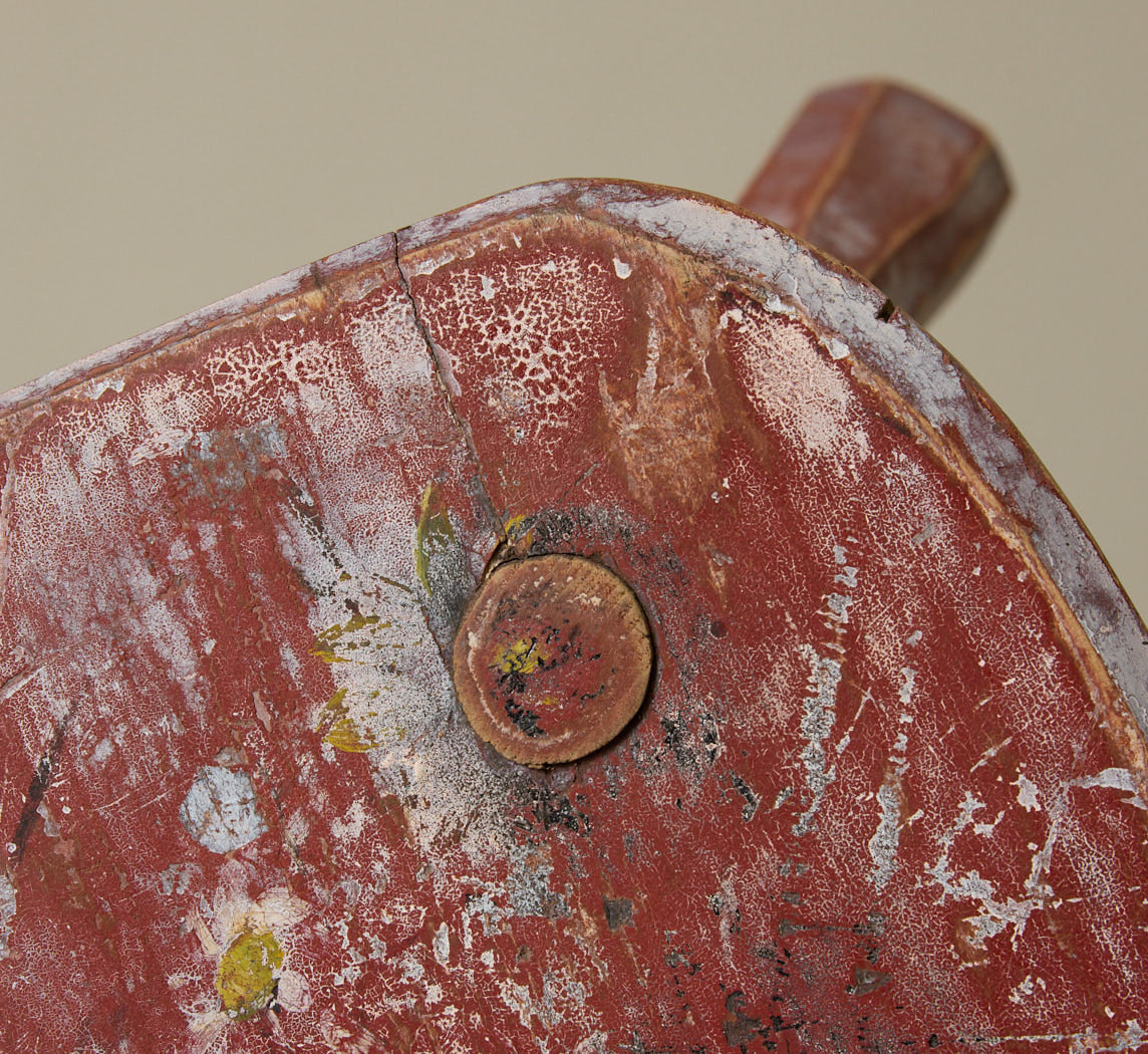 ITALIAN RED PAINTED WOODEN STOOL