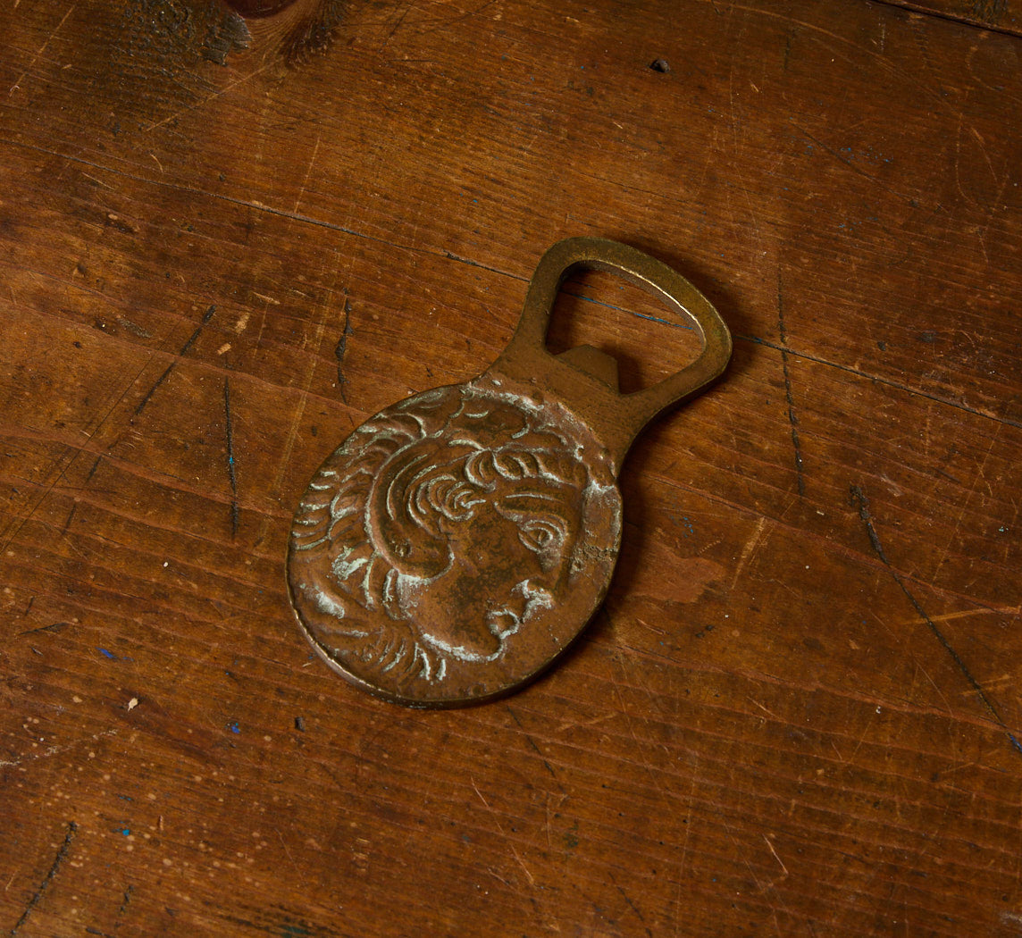 VINTAGE SOLID BRASS GRECO-ROMAN BOTTLE OPENER