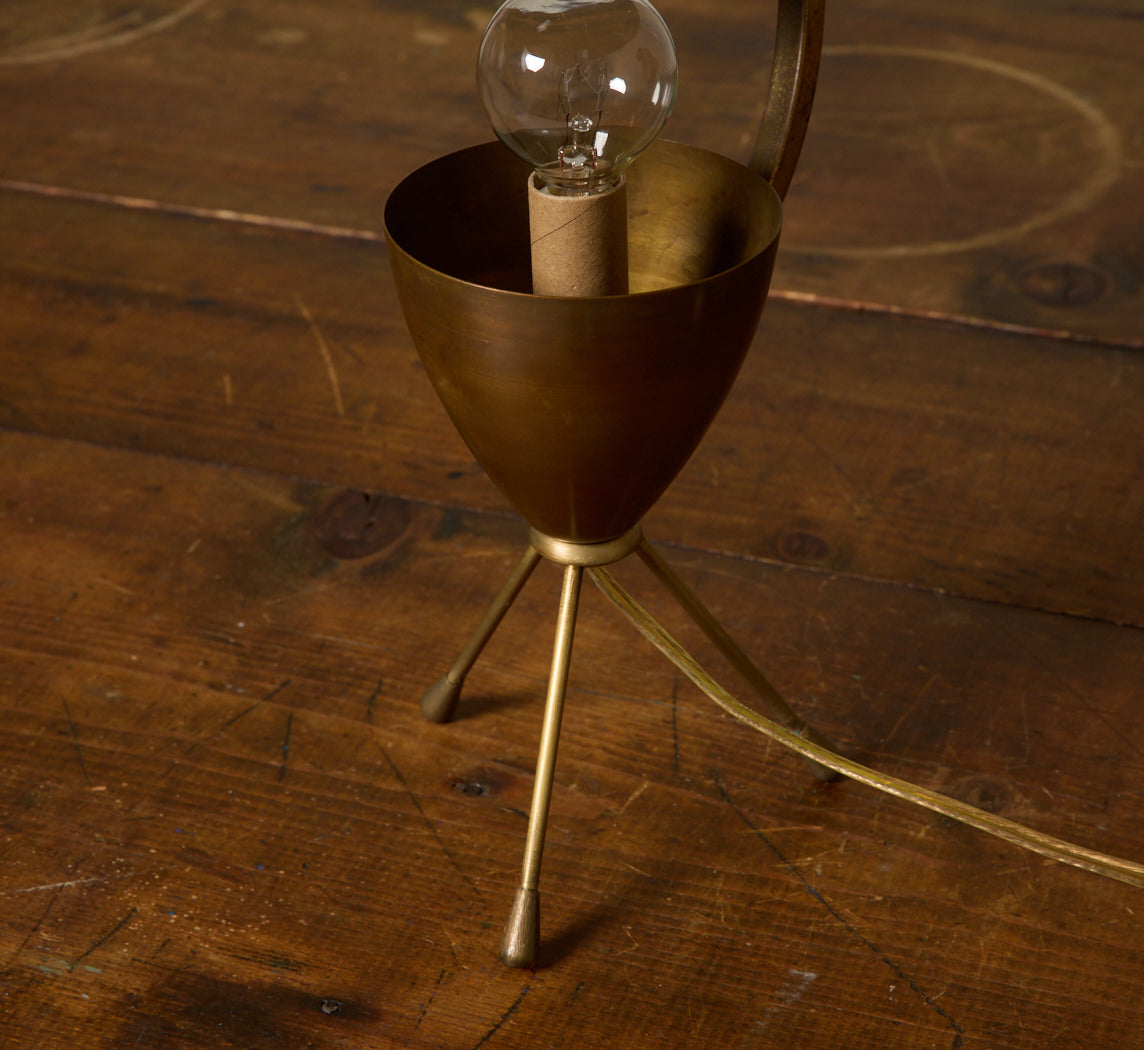 1950S ITALIAN YELLOW ENAMEL TRIPOD LAMP