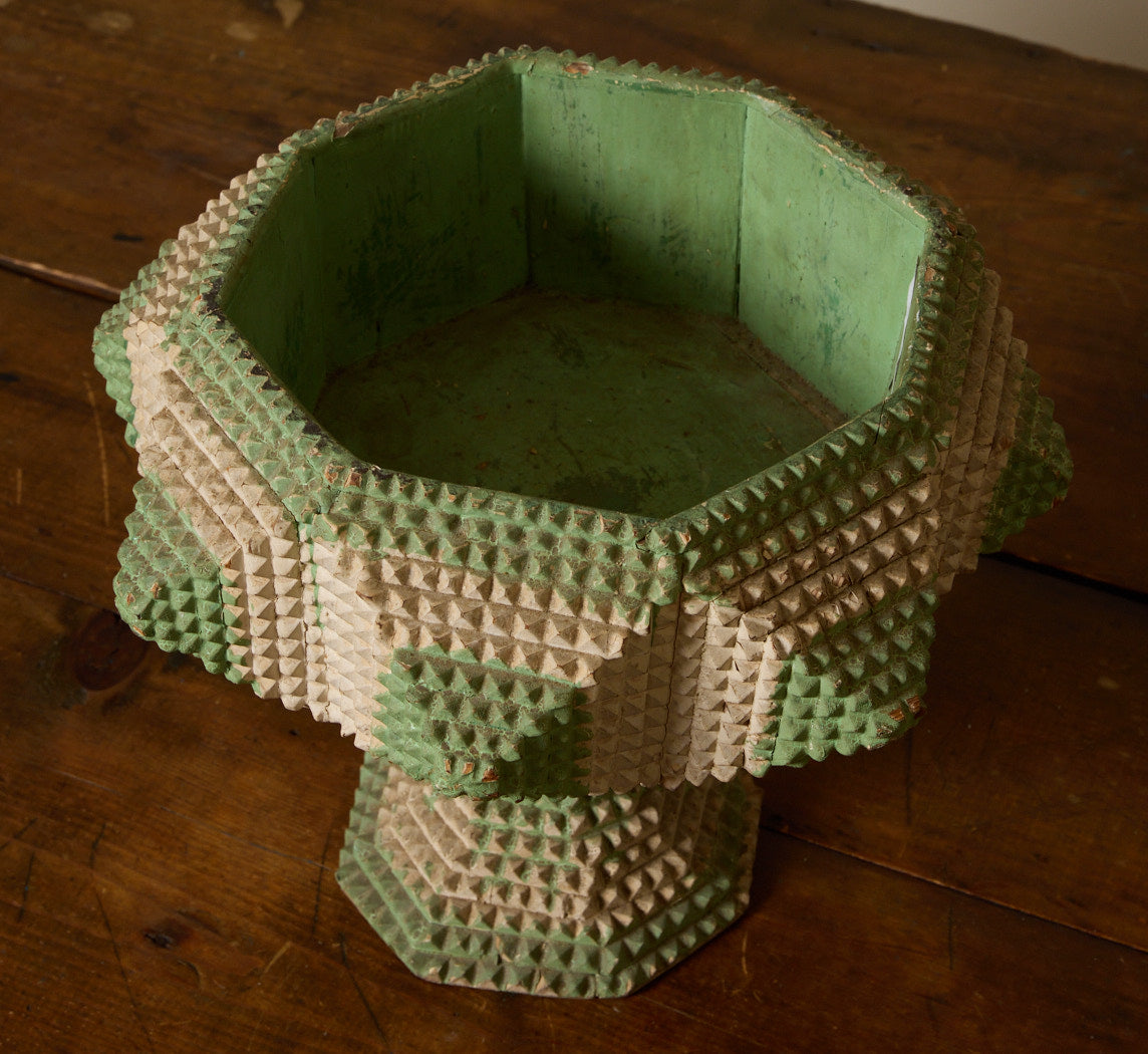 ANTIQUE PAINTED TRAMP ART PLANTER