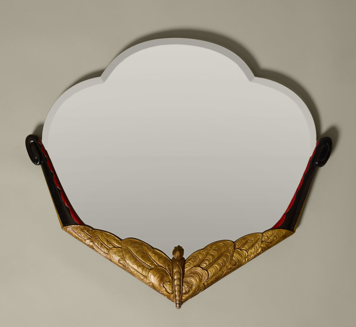 LATE 19TH CENTURY ITALIAN LACQUERED MIRROR WITH FIREFLY