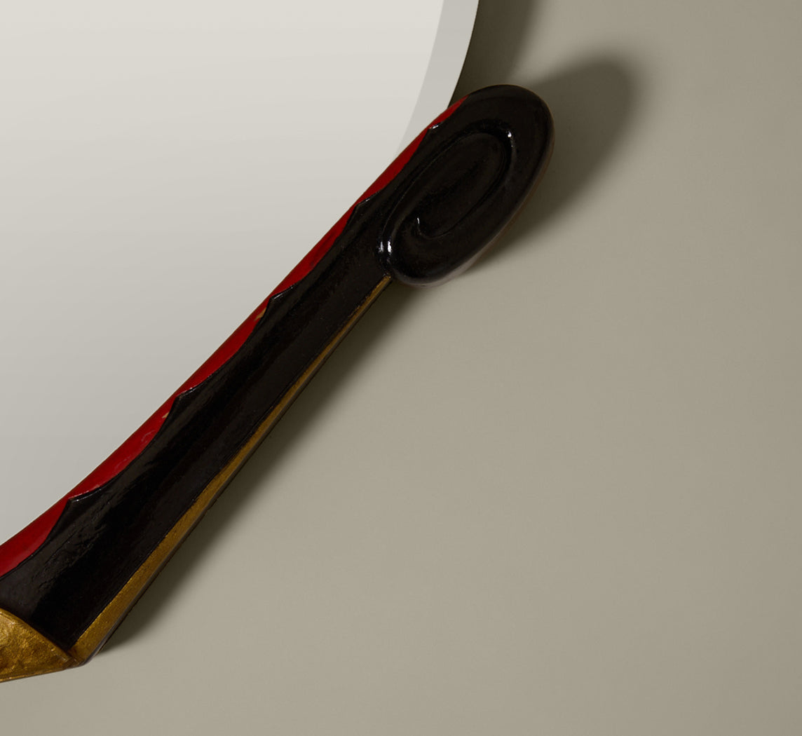 LATE 19TH CENTURY ITALIAN LACQUERED MIRROR WITH FIREFLY