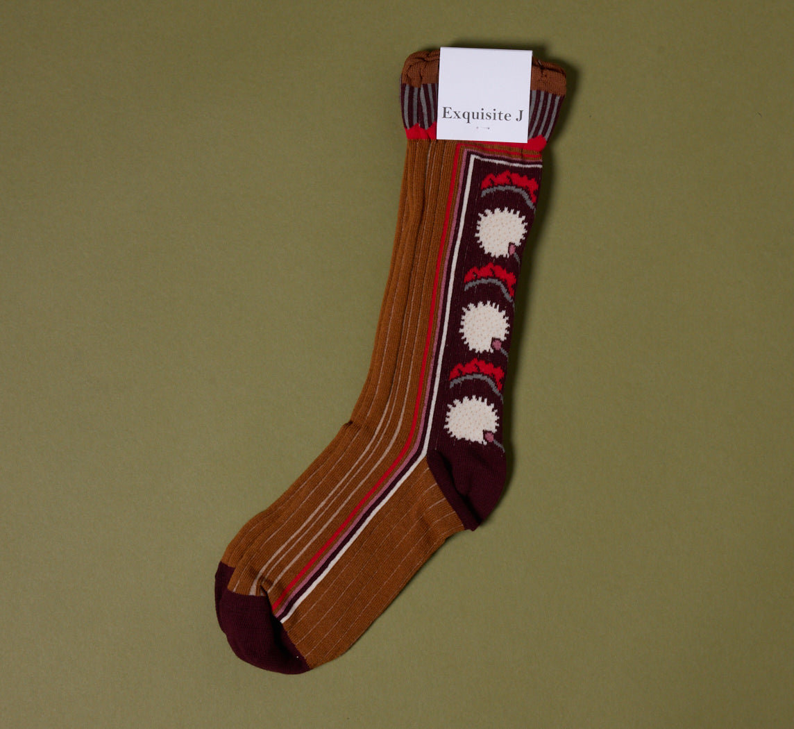 EXQUISITE J SOCKS IN ABSTRACT SIENNA