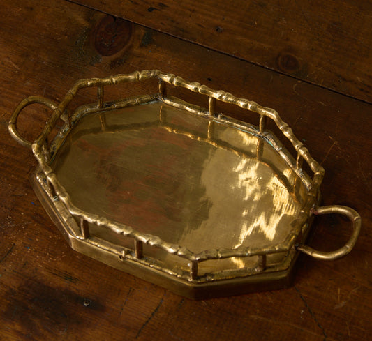 VINTAGE BRASS BAMBOO PETITE VANITY TRAY