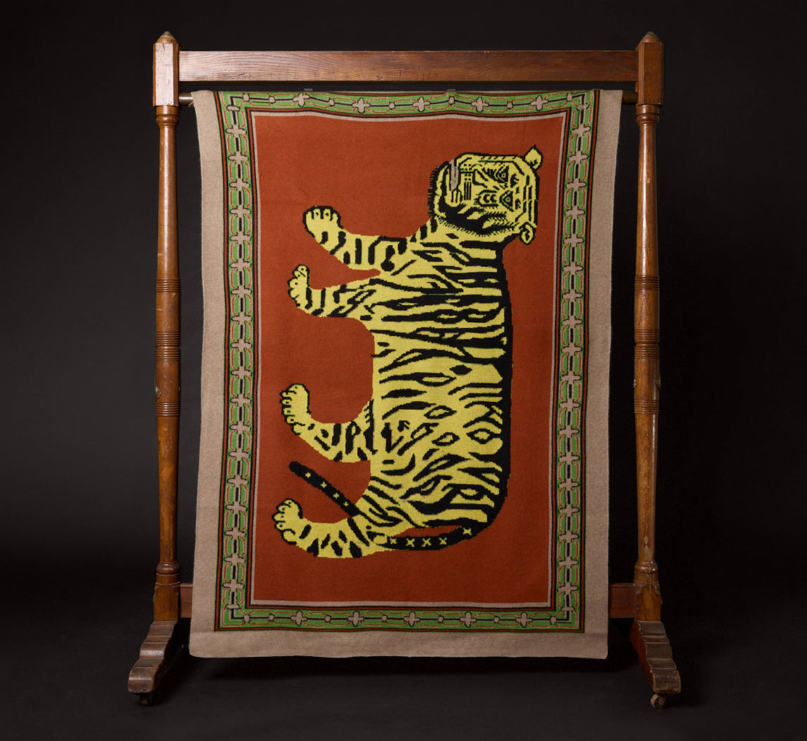 TIGER CARPET CASHMERE THROW BY SAVED NY