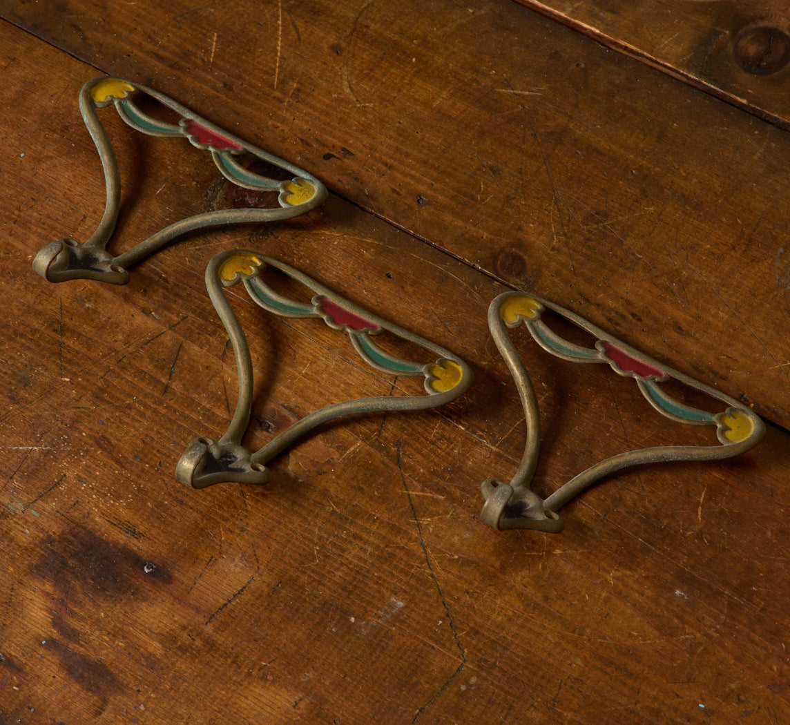 SET OF 3 ANTIQUE ITALIAN ART NOUVEAU WALL HOOKS