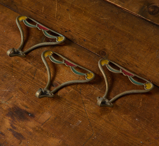SET OF 3 ANTIQUE ITALIAN ART NOUVEAU WALL HOOKS